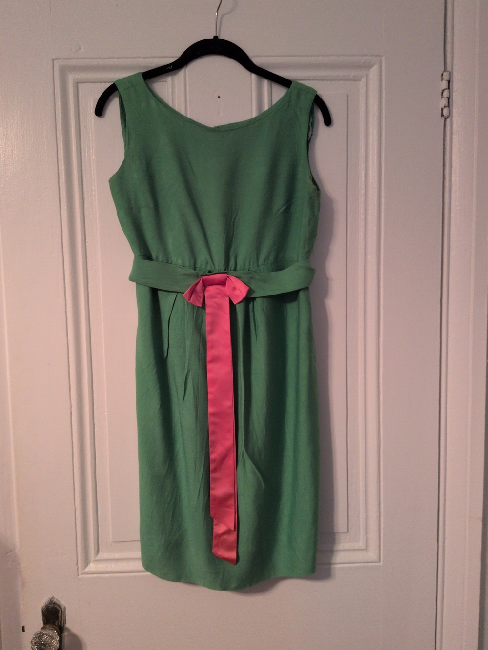 Kelly Green Dress with Pink Sash & Coat Set